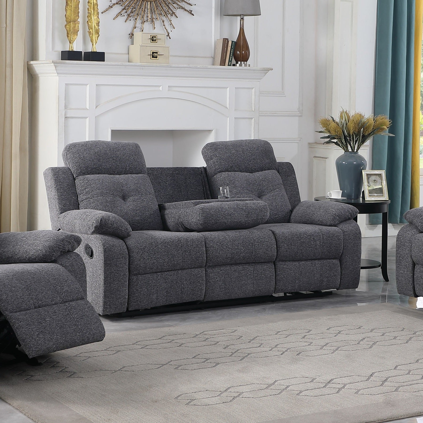 BELLINDA 3 Seater Recliner Gray Fabric