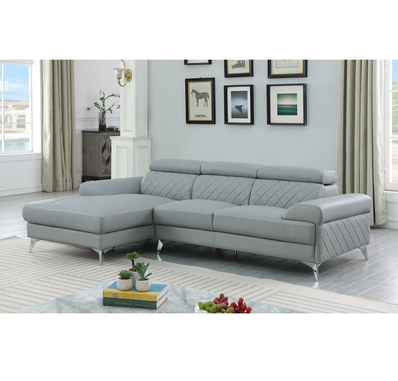 VAPO Sofa+Chaise (Left when Facing) Light Gray Leather