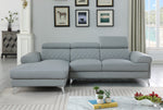 VAPO Sofa+Chaise (Left when Facing) Light Gray Leather