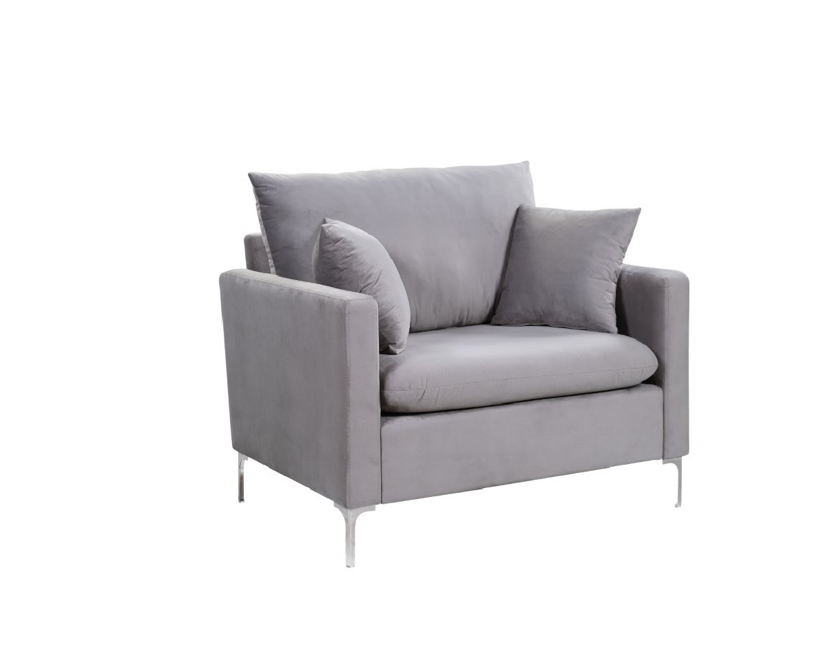 H1934 - Lounge Chair (Gray / Silver Metal Legs) - 47689