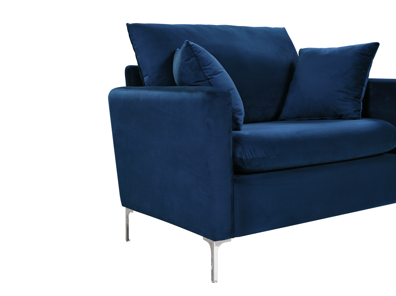 H1934 - Lounge Chair (Blue / Silver Metal Legs) - 47687