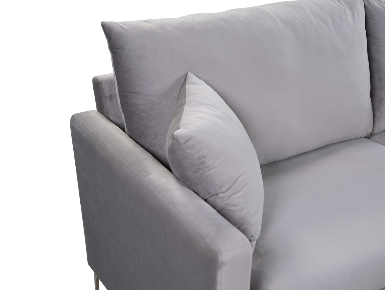 H1934 - 3-Seater Sofa (Gray / Silver Metal Legs) - 47688