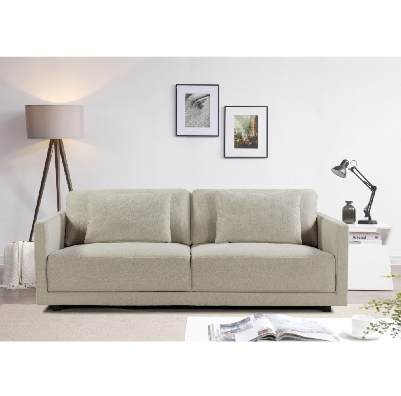 V-235 - 3-Seater Sofa 83.9"L (Beige/Belfast Fabric) - 47970