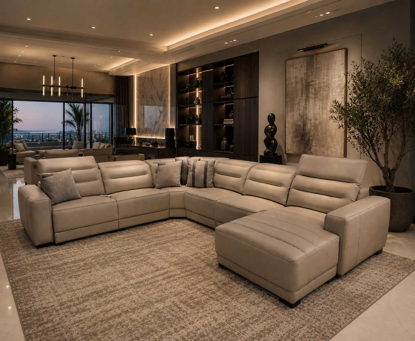 MB-R271 Power Recliner Sectional Sofa Set G32 Light Grey