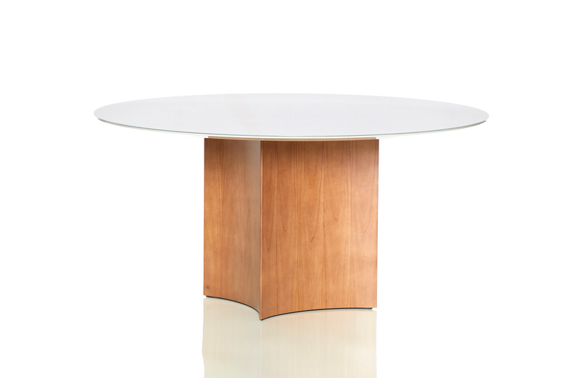 184755 - Cherry Dining Table 51"x51" (White Glass Top/White Lacquer) - 47211