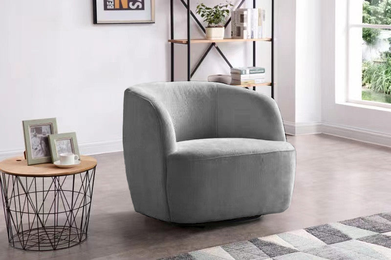 D-247 - Lounge Chair Swivel (Grey/Velvet Fabric) - 47978