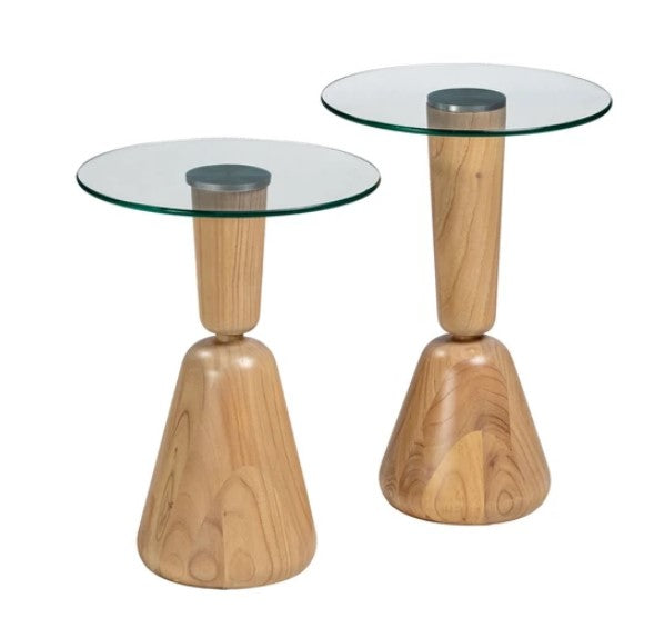 DUO Side Table (Low) Paja/Glass Top