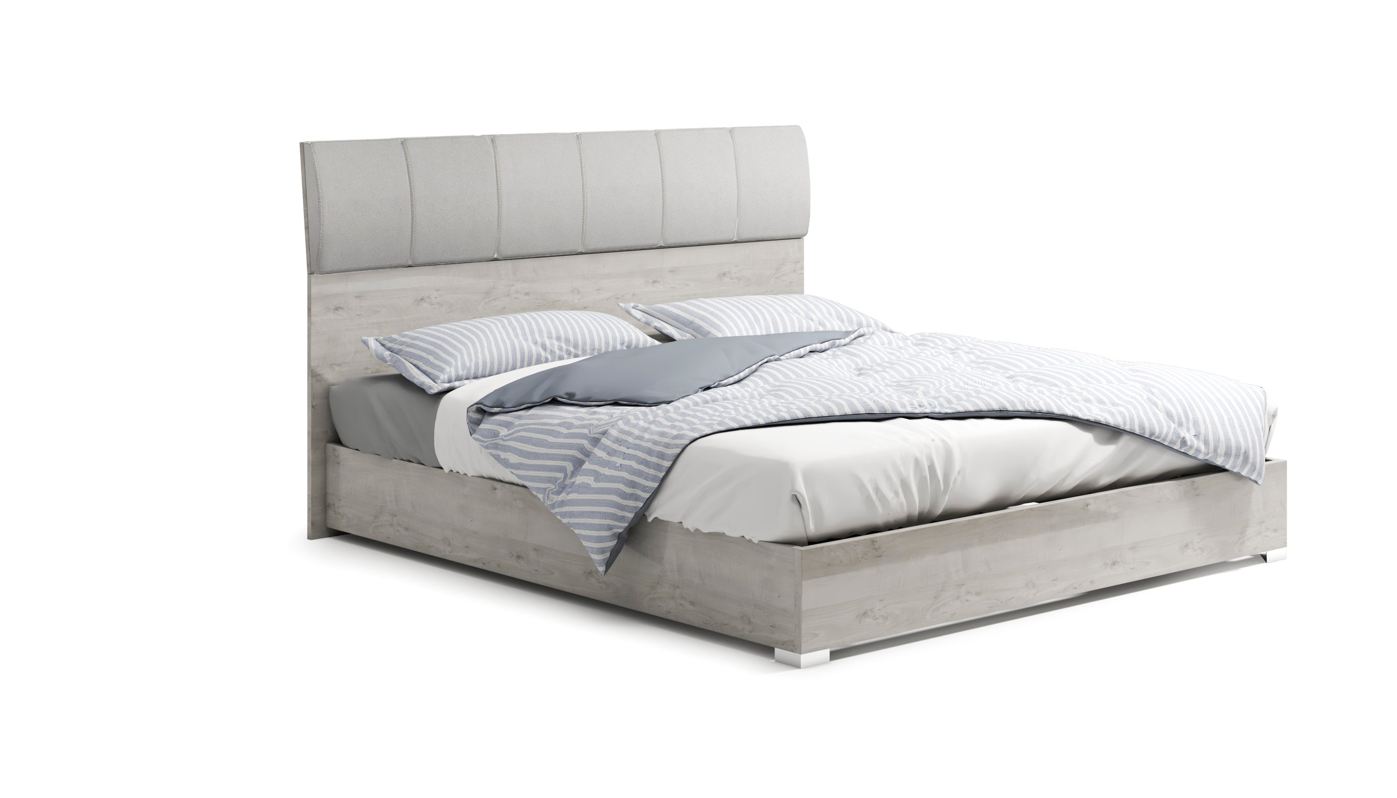 Fiorella Queen Size Bed (HB+FB+Rails+Supports+Panels) Frosted Ash