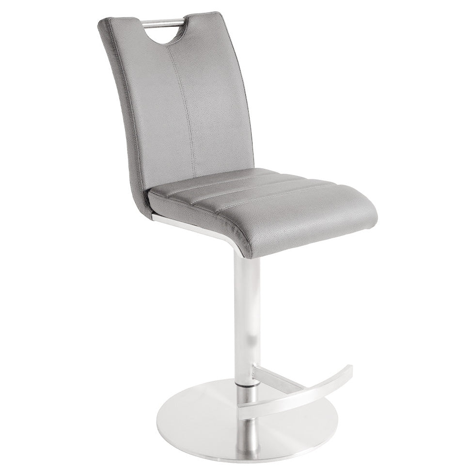 HBR0715 - Barstool w/ Turnable Gas Lifting Function (Light Grey PU / Brushed St. St Base) - 48733