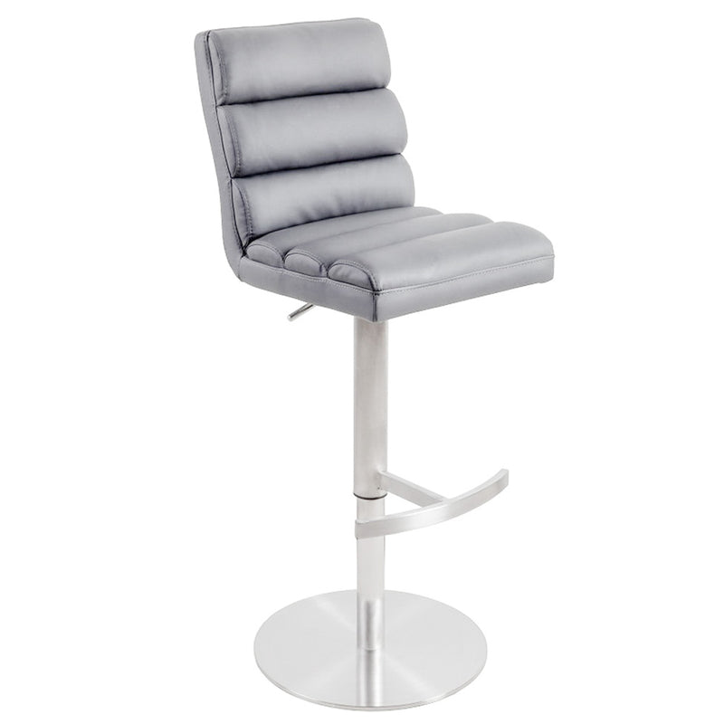 HBR0706 - Barstool w/ Turnable Gas Lifting Function (Light Grey PU / Brushed St. St. Base) - 48731