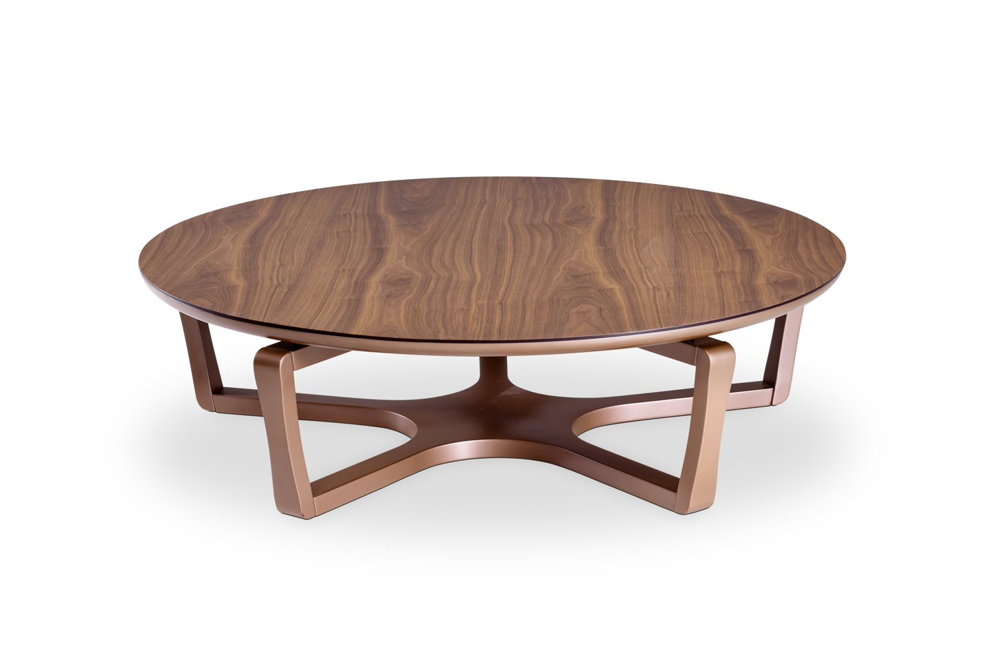 HEBE - Low Coffee Table 43"Dia x 12"H (Nogueira/Bronze) - 45323