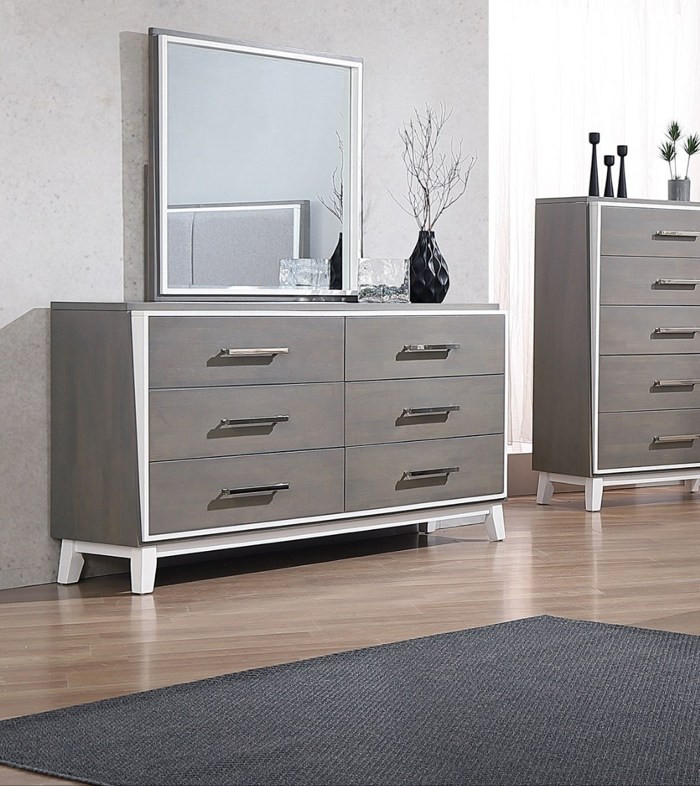 Zephyr Dresser + Mirror White/Gray
