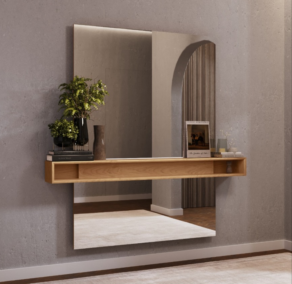 SATURNO Mirror Frame 65" x 47" (1.65 x 1.60m) Almond Oak