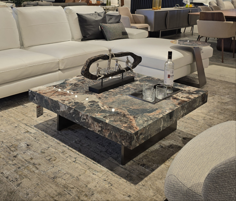 S834# Coffee Table 39" x 39" x 13"H Sintered Stone Top/Metal Legs