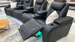 Y80121HM 4 Seater Power Recliner Theater Set Leather Grey