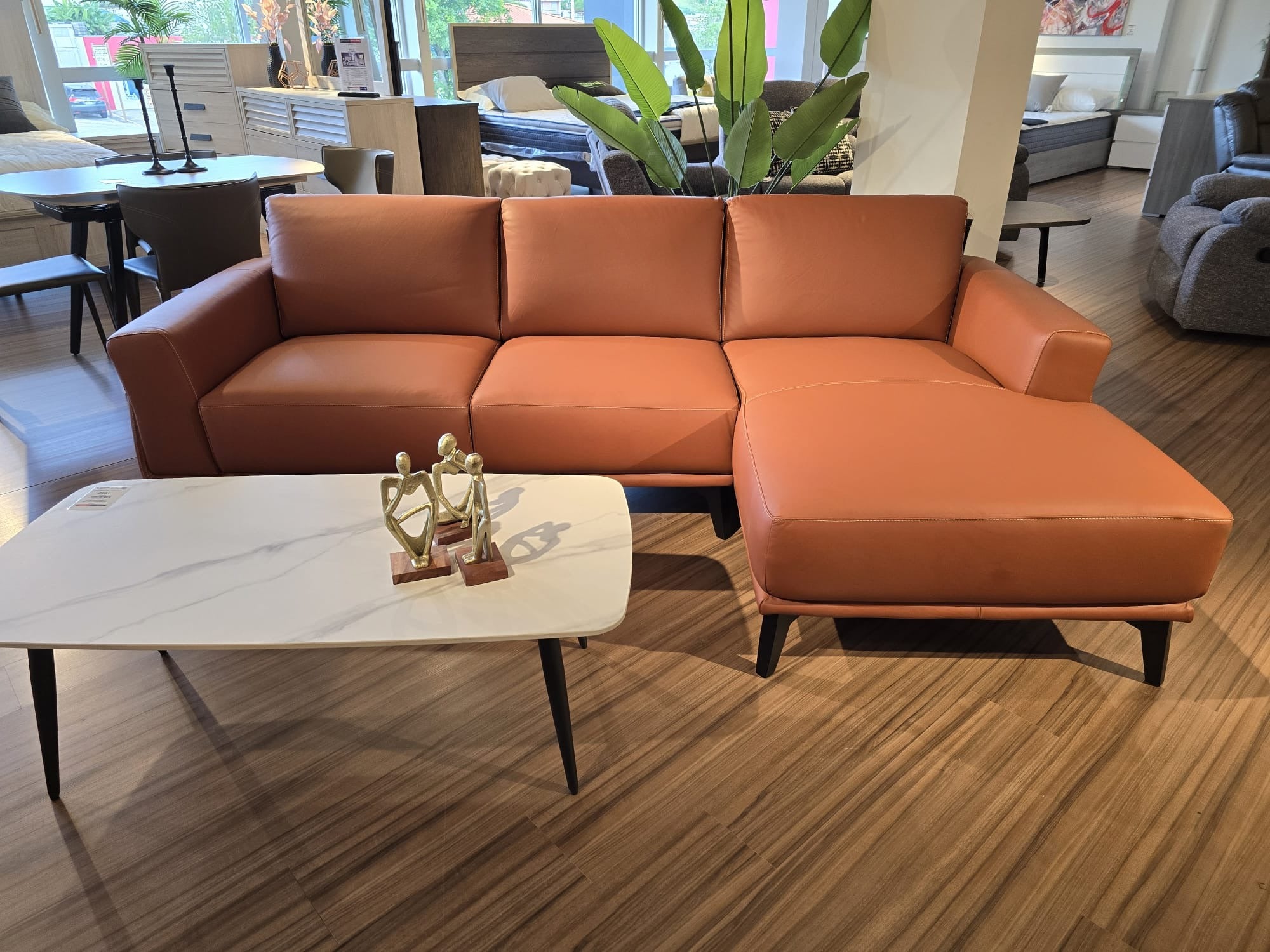 Lucca Sofa+Right Chaise Terracota Leather (When Facing)