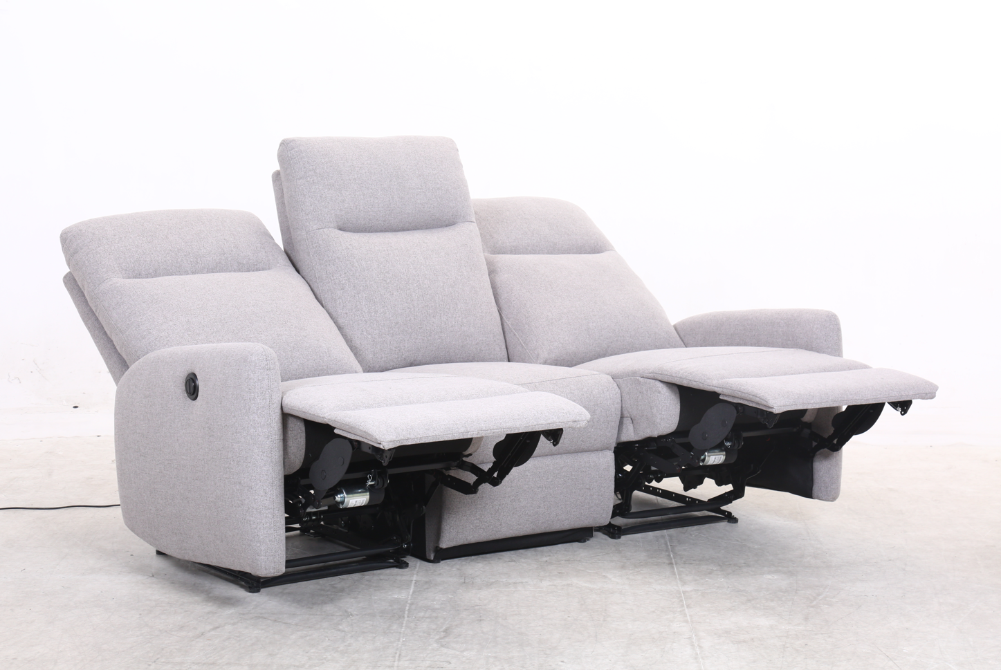 Lalas - 3-seater Recliner (Light Grey Fabric) - 47895