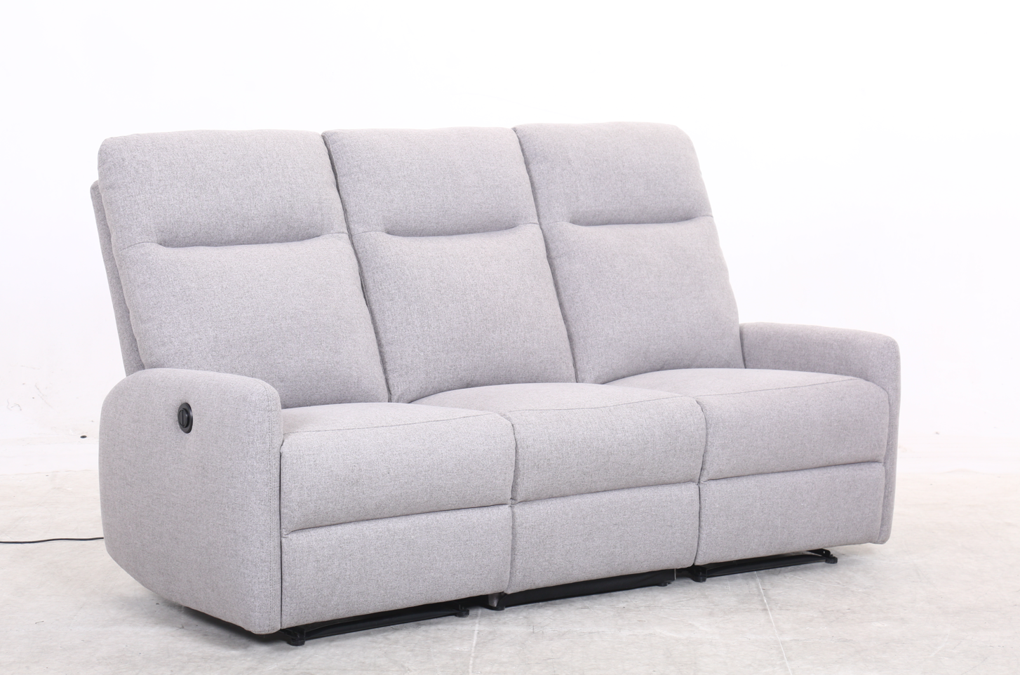 Lalas - 3-seater Recliner (Light Grey Fabric) - 47895