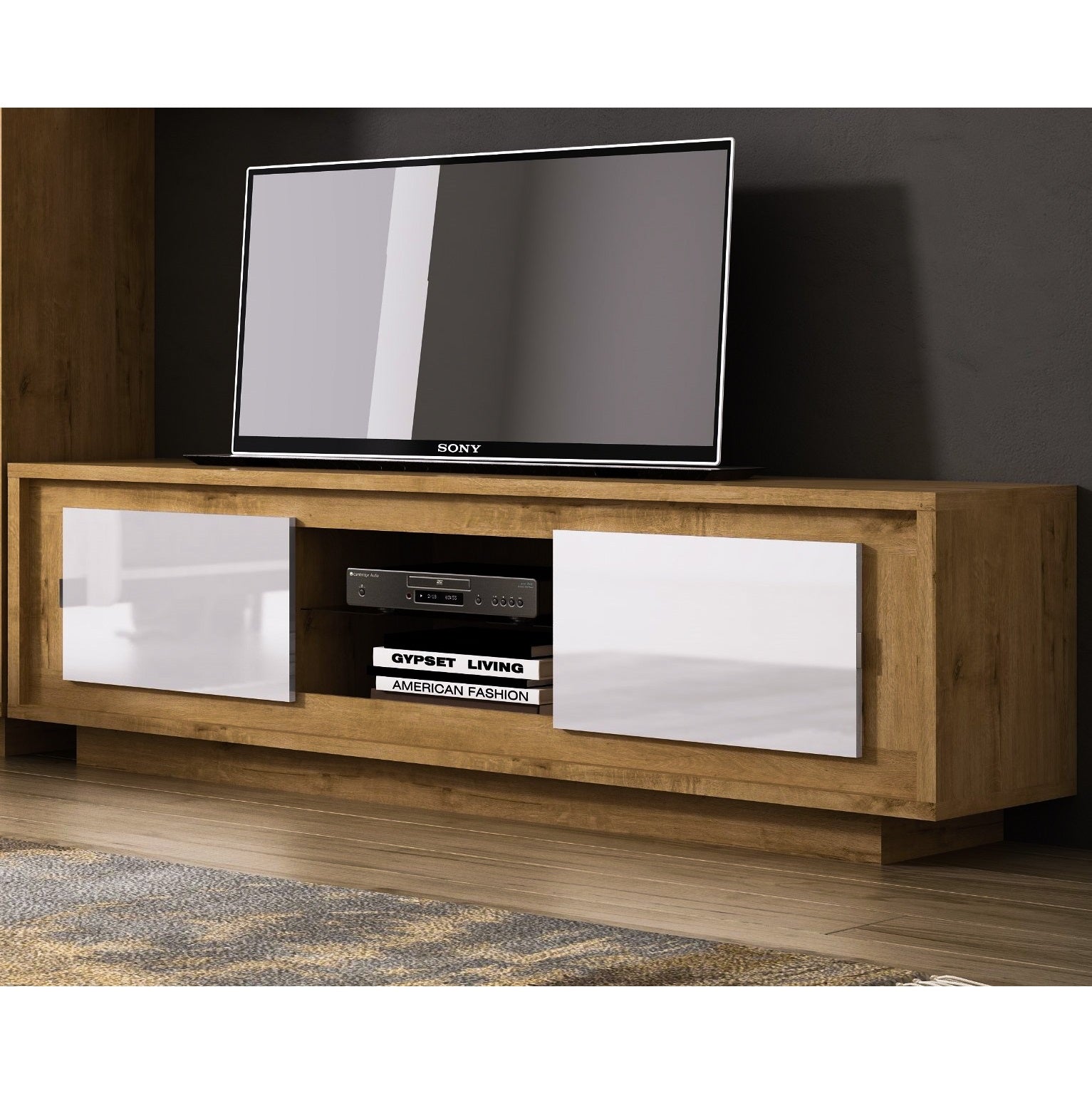 MADRID TV Stand Roble/White Laquered