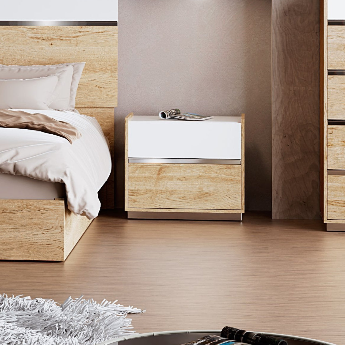 24036044BBO MONTECARLO Nighstand Bambu/White