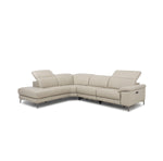 MU-11831 - Sectional Left Chaise w/ 2 Power Recliners-USB Port - 100% Leather Silver Grey