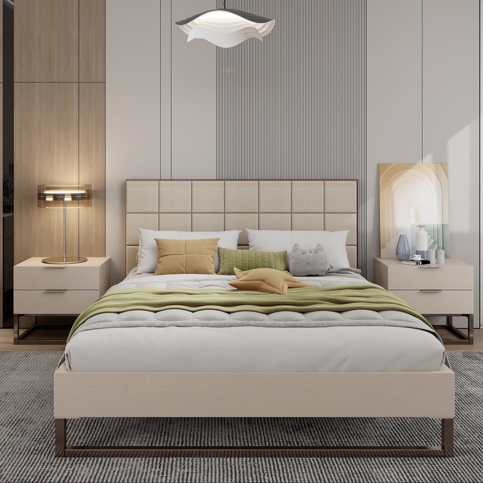 Madrid King Bed (Headboard+Rails+Slats) W2(436)