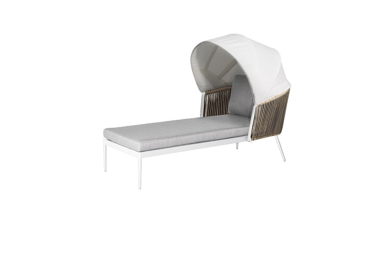 L286 Muses Daybed 72"x 32"x 29" Aluminum/Nature Wicker/Cushion & Pillow Beige/White