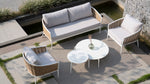 MUSES Sofa Set (1) Loveseat + (2) Lounge Chair + (2) Coffee Table White Alum. Frame