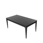 FLOAT Dining Table 71"x35" (Matte Black/Glass top) + (6) Beverly Accent Chair (Black Matte/Inca) Set