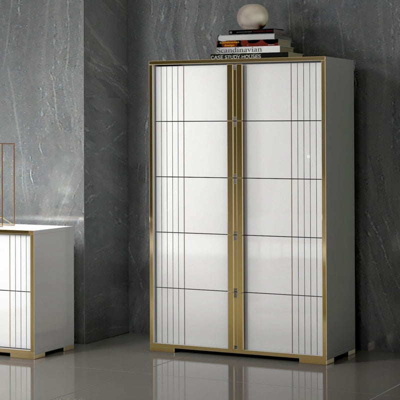 ROSA Chest White Lacquer/Gold Accents