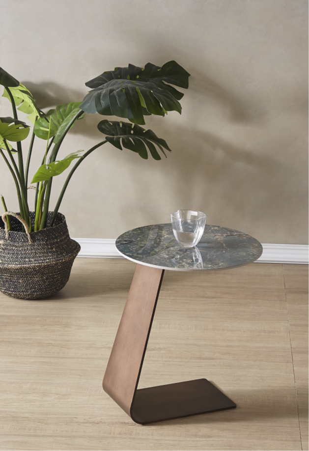 S904B#1 End Table 17"Dia x 20"Ht Sintered Stone/Bronze Metal Base