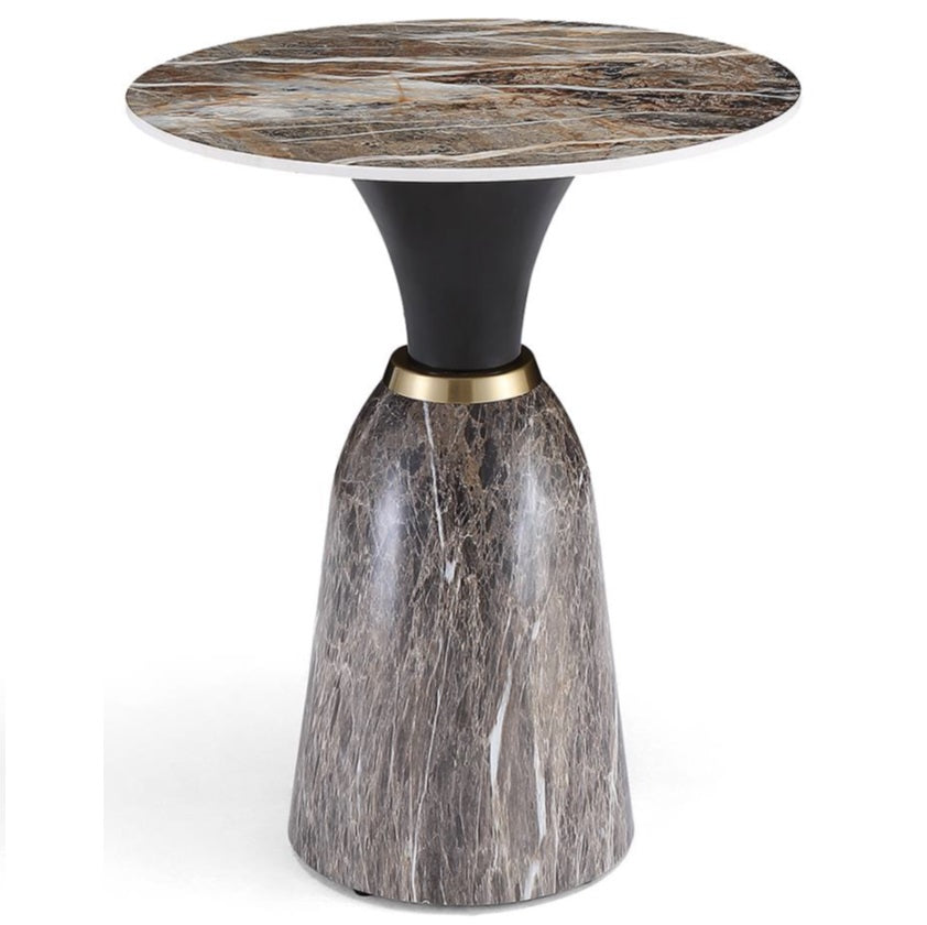 SE08# End Table 17.7"Dia x 19.7"Ht Sintered Stone/Metal Base