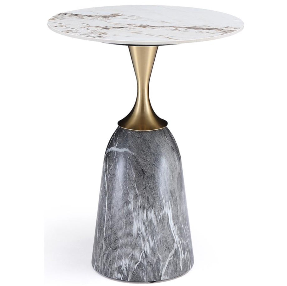 SE10# End Table 17.7"Dia x 22.8"Ht Sintered Stone/Metal Base