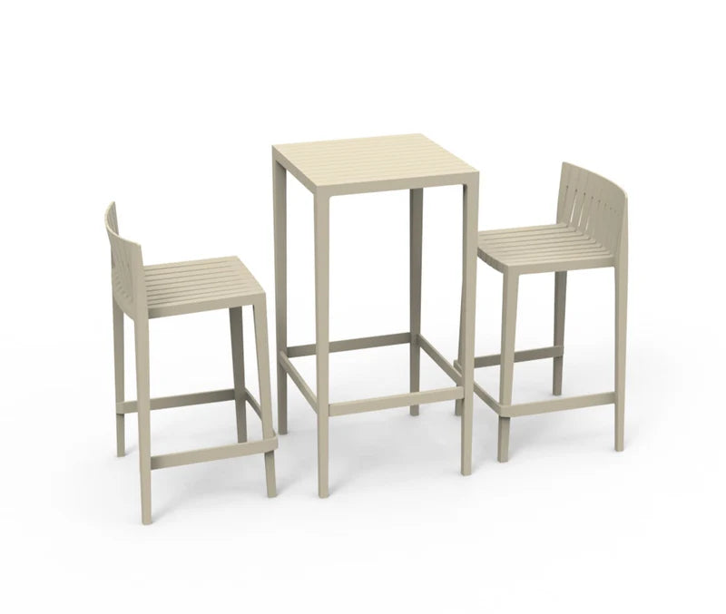 56022 SPRITZ SET 1 BAR TABLE + 2 BAR STOOL H:38¼" ECRU