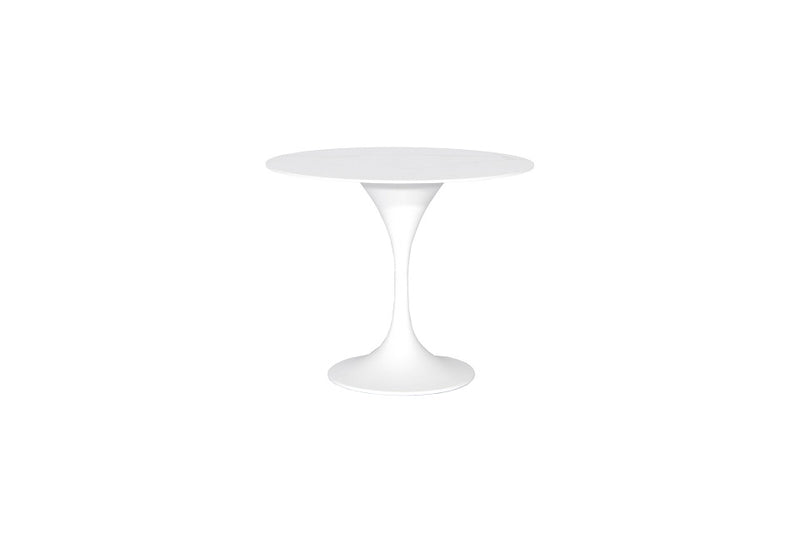 T304 Verona Round Dining Table 35" x 29" Aluminum Frame w/Sintered Stone Top/White/White