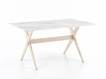 Dining Set TM-6481 Rec Table 59x35 + (4) CB-3912 Grey Fabric/Milky White Beech Wood
