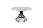 TOWER Round Dining Table 47" + (4) FRANKFURT Dining Chair Sintered Stone/Grey Fabric