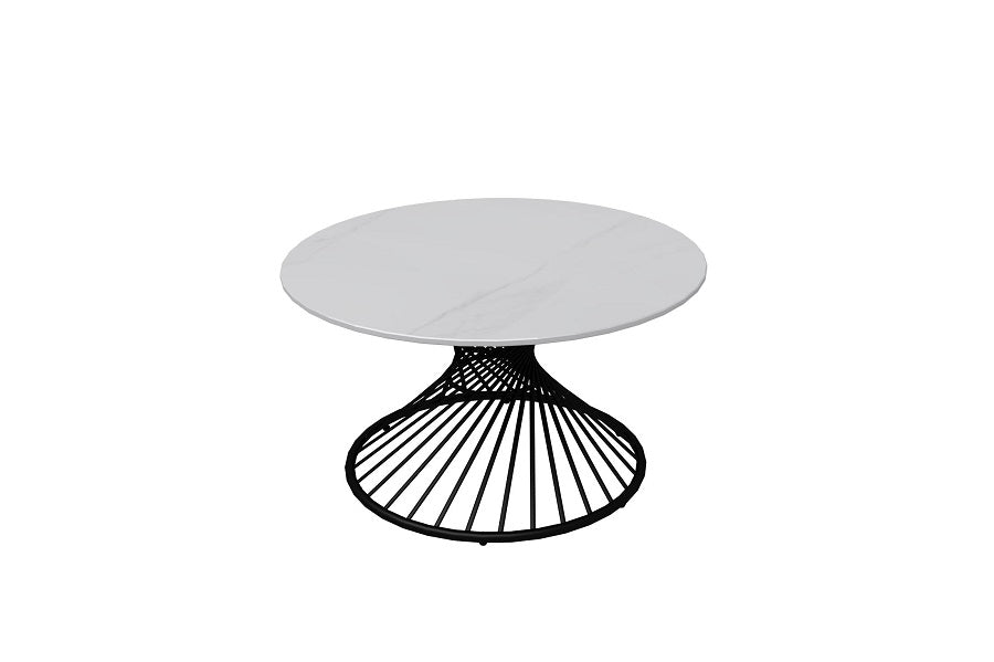 TOWER Coffee Table Round 32"(Top+Base)538 Sintered Stone Snow White/512 Matte Black