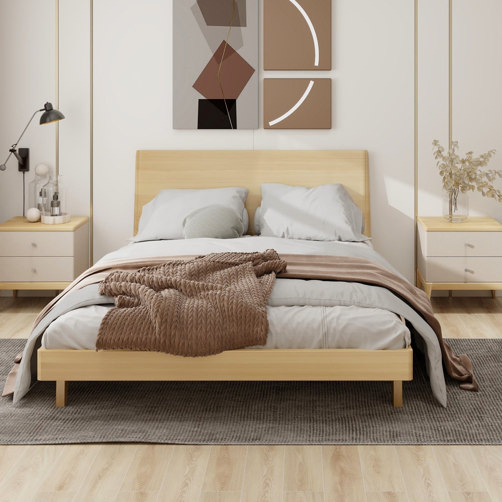TRANQUILITY King Bed (Headboard+Rails+Slats) W18-58