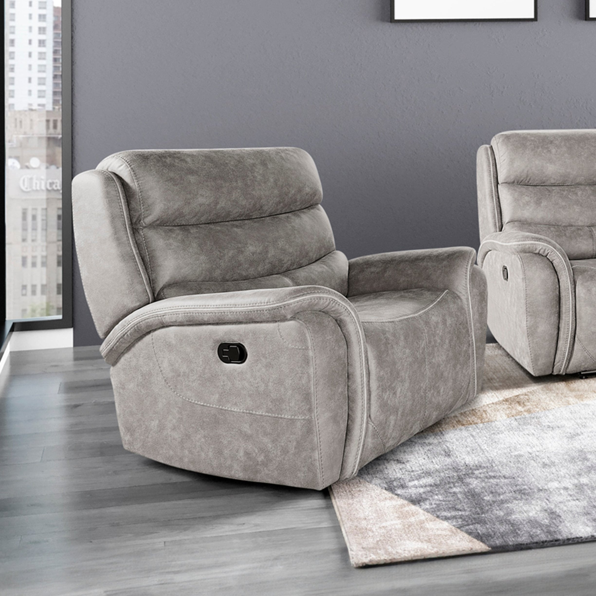 U092-13-GRY KAMARI Glider Recliner Grey