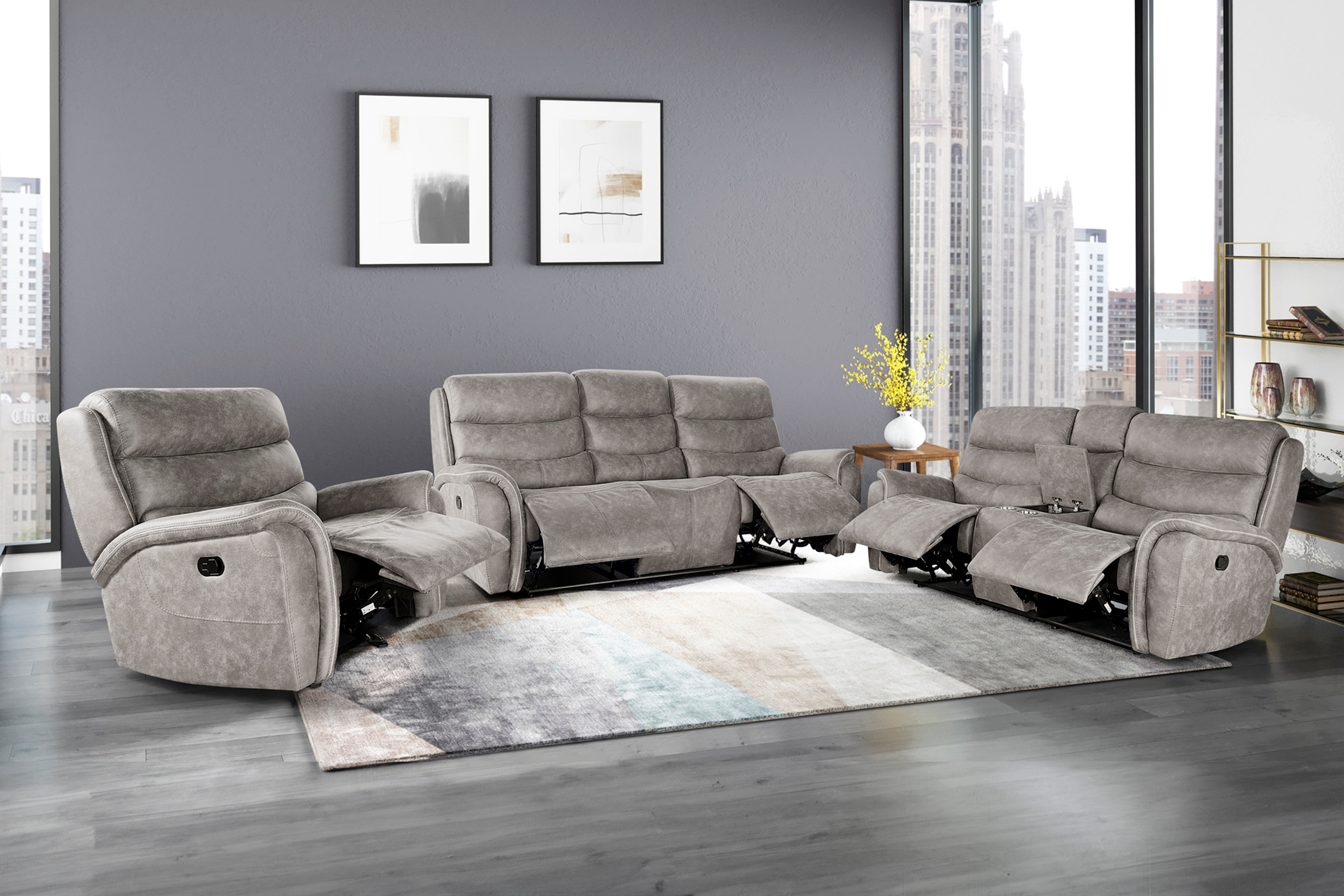 U092-13-GRY KAMARI Glider Recliner Grey