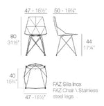 54044 FAZ CHAIR STAINLESS STEEL LEGS 18½"X19¾"X31½" WHITE