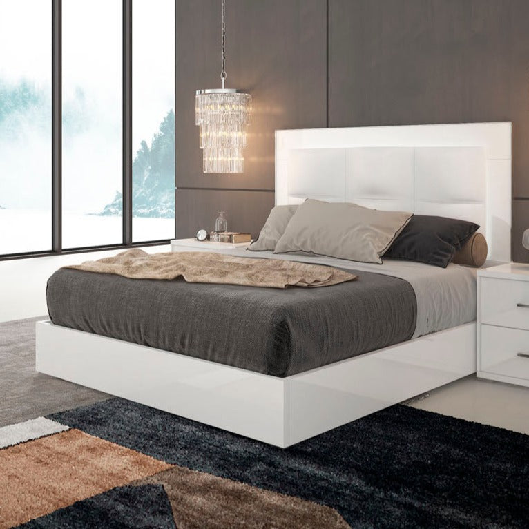 Versalles Full Size Bed (HB+Siderails+Platform) White Lacquer