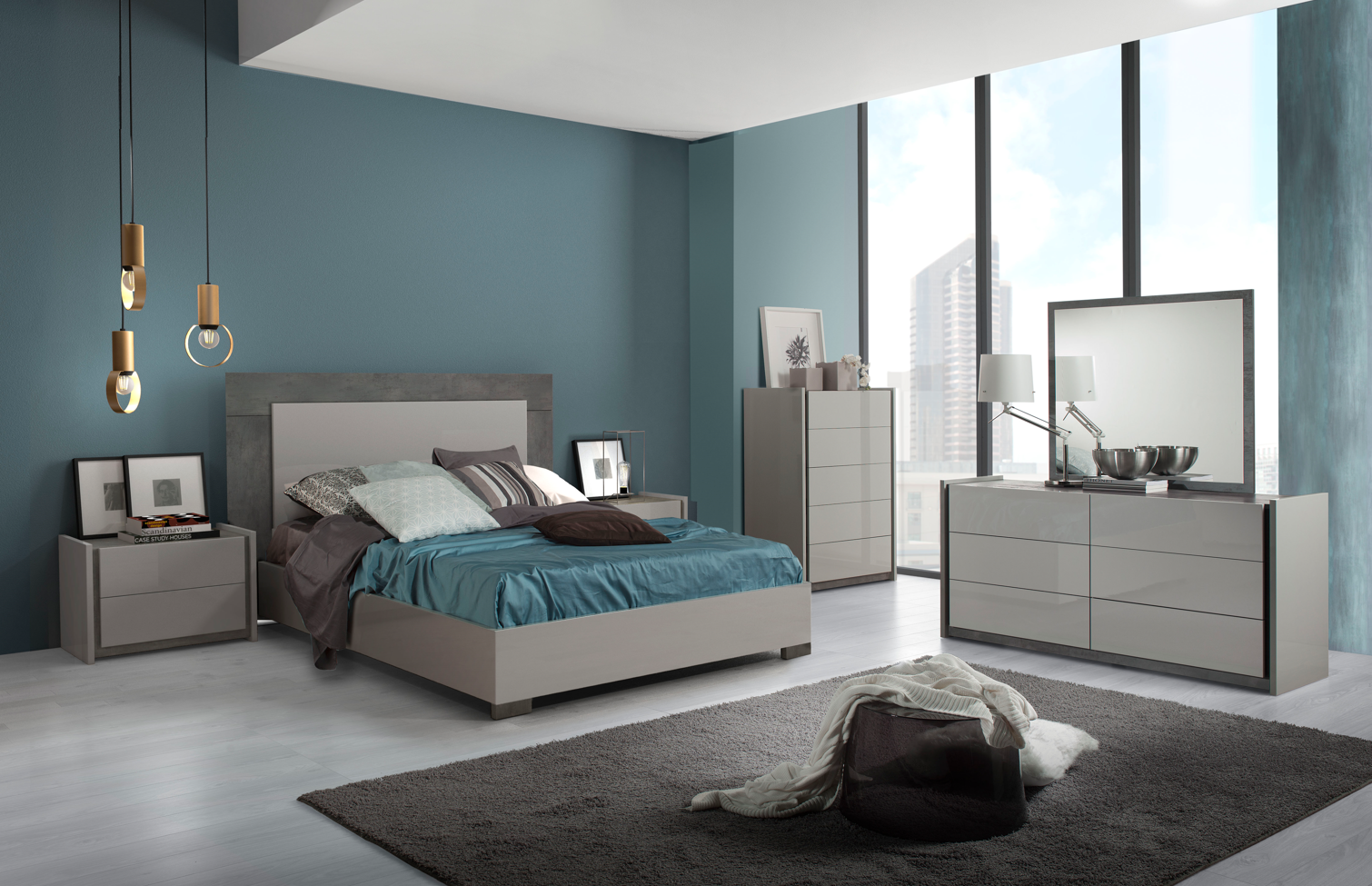 Valentina - King Bed + Dresser + Mirror + Nightstand