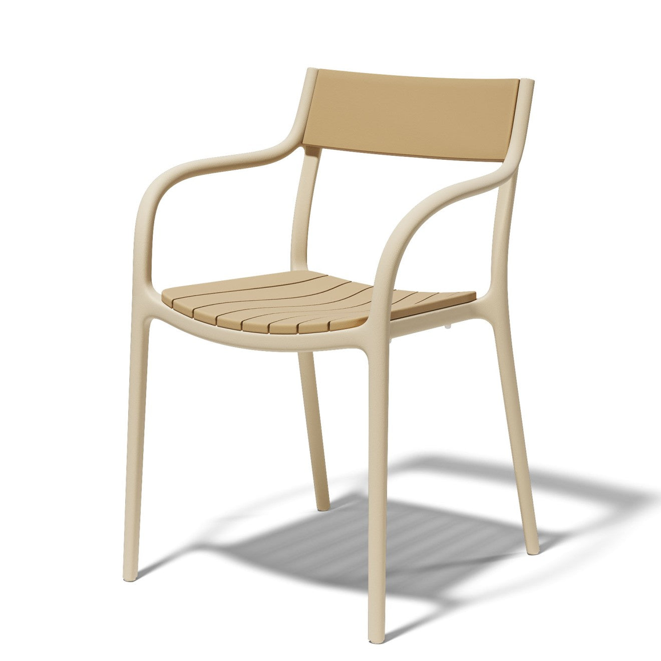 65061 MADISON SLATS CHAIR CREAM+CAMEL