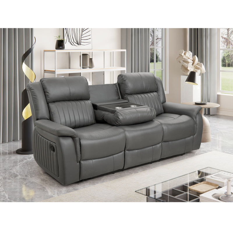EVEREST 3 Seater Sofa Manual Recliner Dark Gray PU