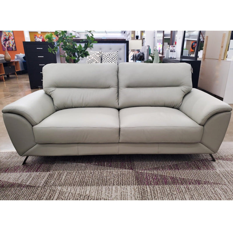 CLARA Sofa 3 Seater Leather Silver - 48417