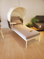 L286 Muses Daybed 72"x 32"x 29" Aluminum/Nature Wicker/Cushion & Pillow Beige/White