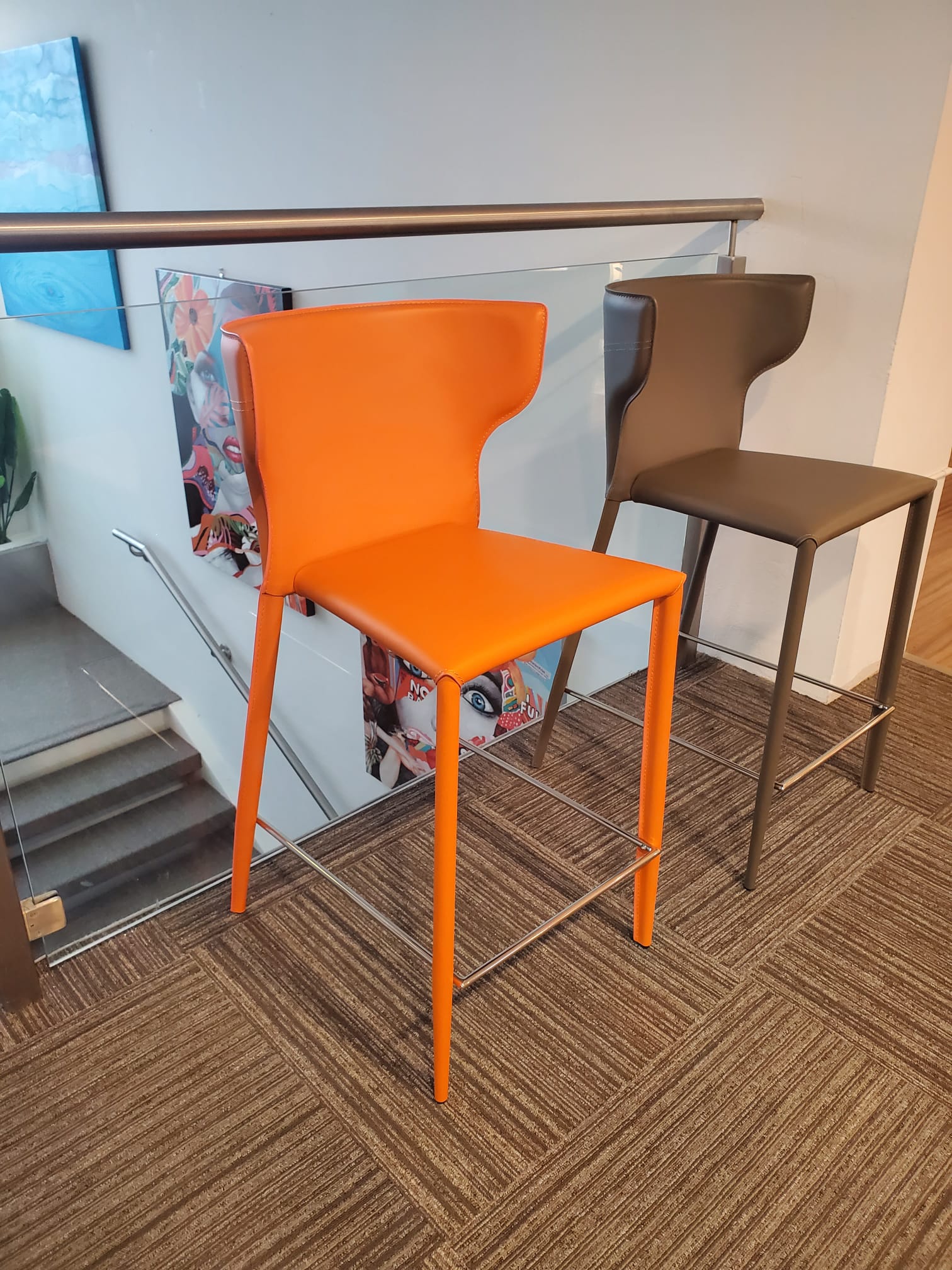 Carlton Counter Height Barstool 555 Orange PU