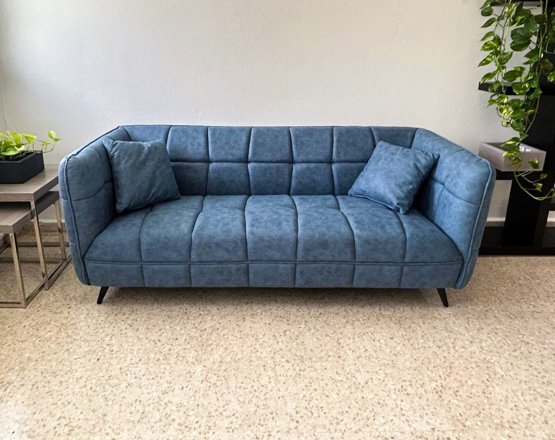 V-3222 - Sofa 77"L (Blue Fabric) - 47976